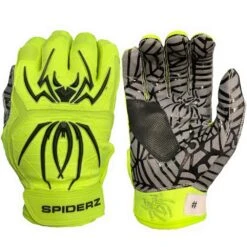 2022 Spiderz Hybrid Batting Gloves: Neon Yellow/Black