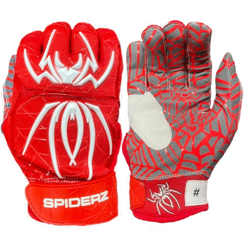 2023 Spiderz HYBRID Batting Gloves: Red/White