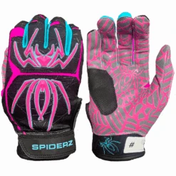 2023 Spiderz HYBRID Batting Gloves: Black Vice