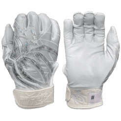 2022 Spiderz PRIZM Batting Gloves: White/Silver