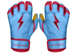Bruce Bolt PREMIUM PRO BADER Series Short Cuff Batting Gloves: Baby Blue