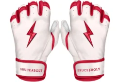 Bruce Bolt PREMIUM PRO BADER Series Short Cuff Batting Gloves: White