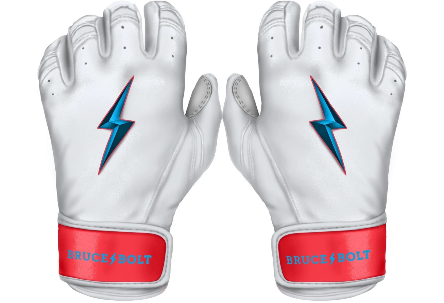 Bruce Bolt PREMIUM PRO BRINSON Series Short Cuff Batting Gloves: White