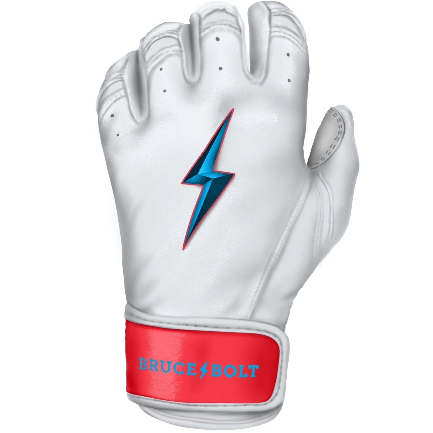 Bruce Bolt PREMIUM PRO BRINSON Series Short Cuff Batting Gloves: White - Image 2